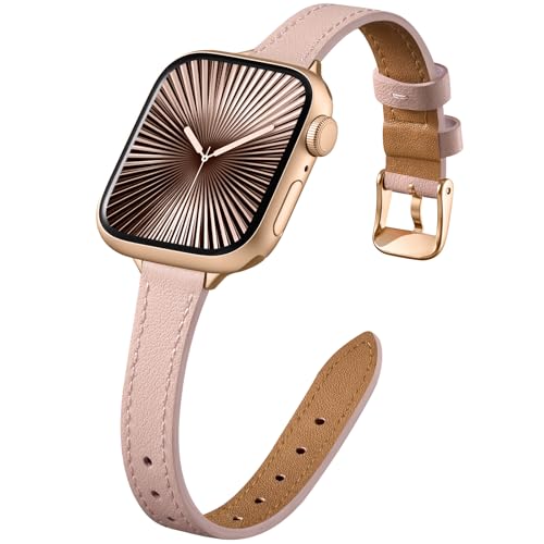 DGege Slim Leather Band Compatible with Apple Watch Band for Women 38mm 40mm 41mm 42mm 44mm 45mm 46mm 49mm,Top Genuine Leather Thin Watch Wristband for iWatch Ultra Series 10/9/8/7/6/5/4/3/2/1/SE - image 1