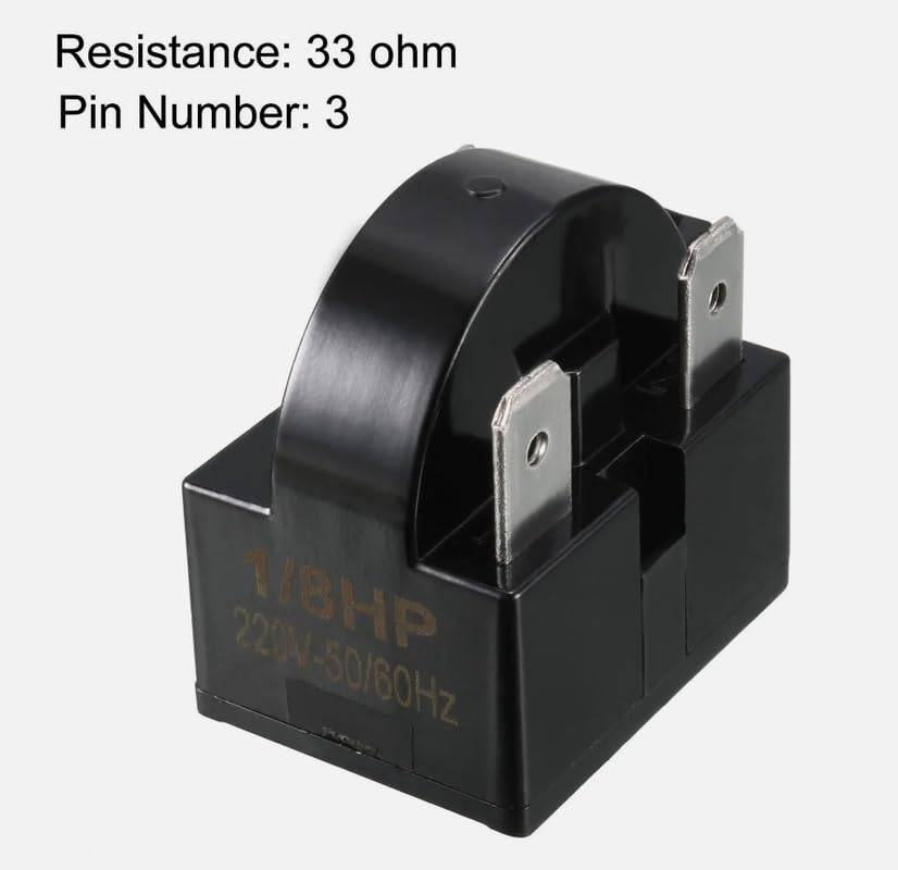 Refrigerator Start Relay 33 Ohm 3 Pin + Compressor Thermal Overload Protector