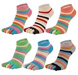 Toe Socks Women No Show Low Cut Mesh Wicking 5 Finger Cotton Athletic 6 Pack