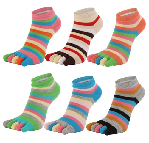 Image of Women Toe Socks 5 Finger Cotton Wicking Athletic 6 Pack 3 Pack