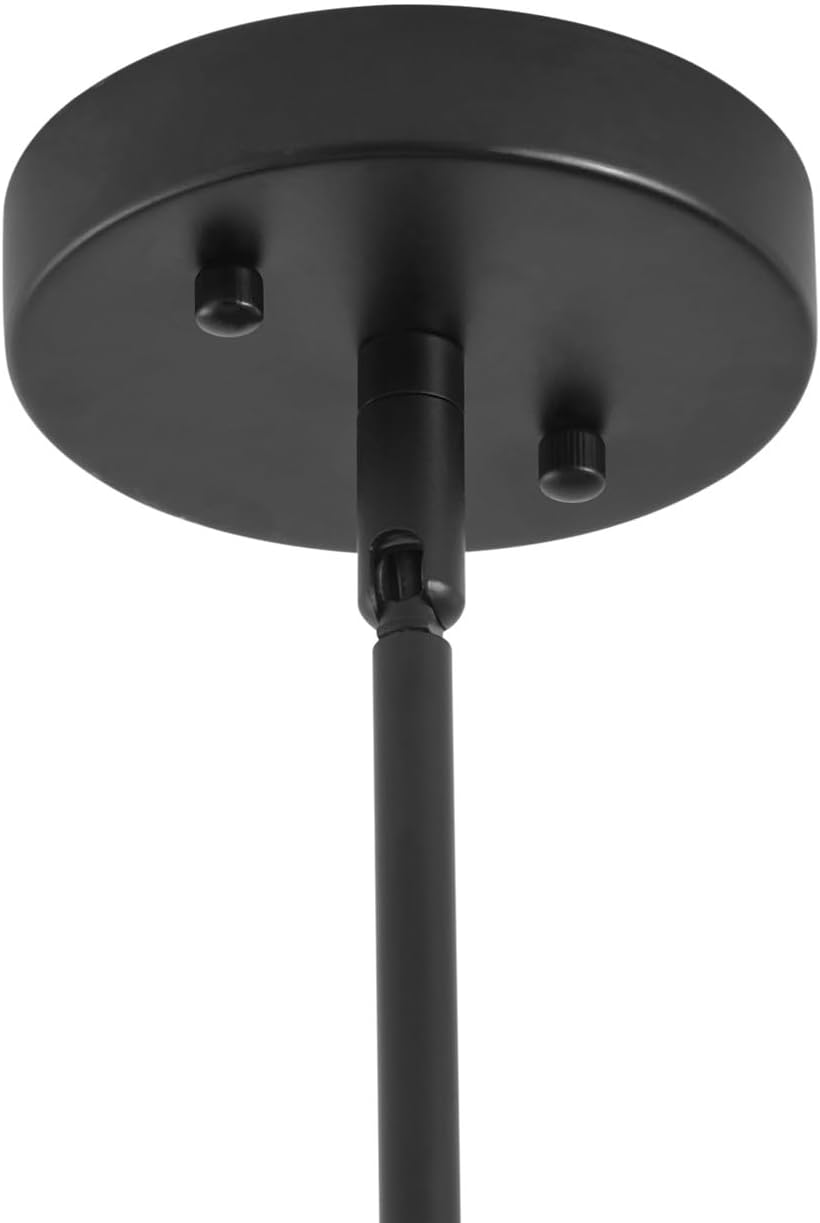 Modern 2-Light Kitchen Island Lighting 46.45 inch Matte Black Linear Chandelier with Fabric Shade Classic Farmhouse Pendant Lights Over Table for Dining Room Bar E12