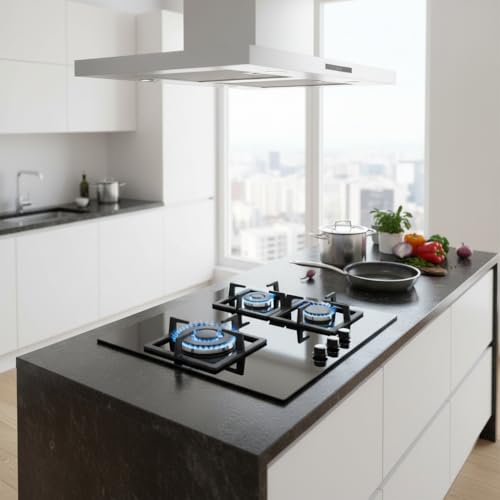 Placa de gas con cristal negro Cata SCI 6021 BK y robustas parrillas de hierro 2