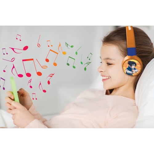 Image of LEXiBOOK, Naruto Bluetooth Headphones, HPBT010NA | 2-in-1 Bluetooth & Wired, Microphone, Rechargeable battery, Orange /Blue