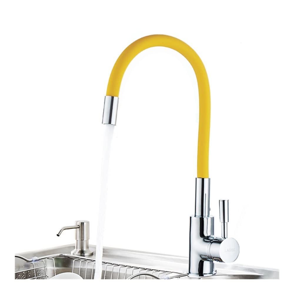 Robinet de cuisine jaune sur pont LWX mitigeur haut de gamme avec bec rotatif