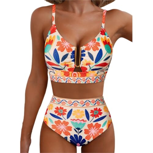 Bikini imprimé floral chic avec dos croisé pour vos après-midis farniente au bord de la piscine