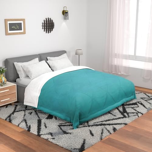 Image of Kuber Industries Premium 90x100 in (Extra Thick) Reversible Soft Blanket for Winter|300 GSM Comforter & Garam Kambal for Home | Quilted Razai /Double Bed Blankets for Winter | Teal & Off White