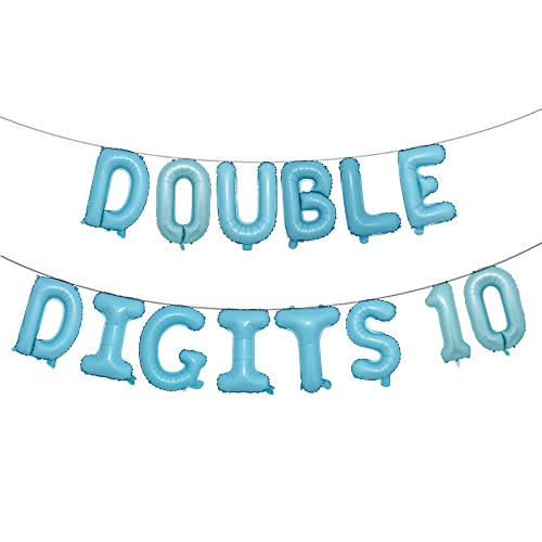 Double Digits 10 Balloon Banner Birthday Decorations - Happy 10th Birthday Party Decorations Supplies - Multicolor Double Digits Ten Years Old Birthday Decorations (Light Blue)
