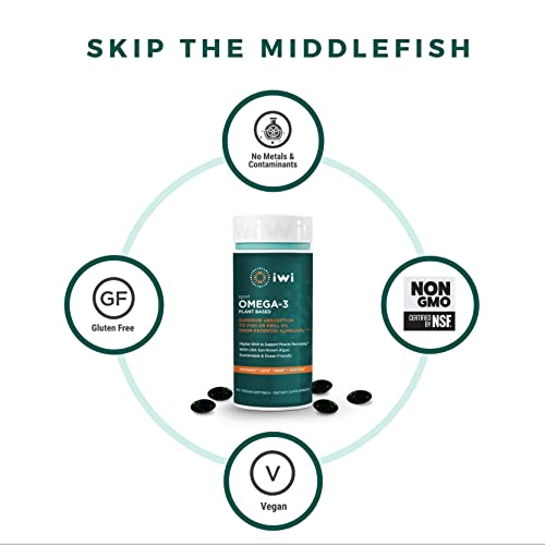 Iwi Life Vegan Omega 3 Sport - 60 Softgels, Algae Omega 3 Supplement W/High Dha Omega-3 Fatty Acids, Plant Based Fish Oil Alternative, Supports Muscle Recovery, Joints & Heart Health* - 90 Day Supply #TOP1