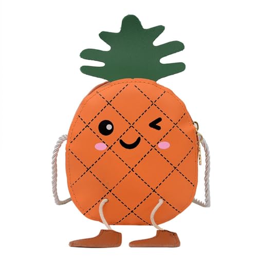 Small Crossbody Purse for Little Girls, Cute Pineapple Shape Crossboby Sholuder Bag Girls Kids Cute Coin Purse Handbag Wallet (Orange) - Main Image