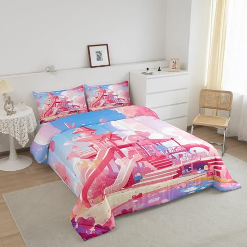 Cama de cuento de hadas con edredón arcoíris infantil para dormitorios de niñas 3