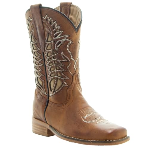 Soto Boots Kid's Square Toe Boots, Geniune Leather Kid's Cowboy Boots, Toddler Western Boots, K3007 (,)3