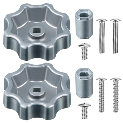 Dreyoo 2 Pack Outdoor Faucet Handle, Water Spigot Handle Compatible with Danco 10006 Hose Bib, with Adapter and Screws for 8 &12 Point Round Broach, 0.26", 0.28", 0.31"&0.38" Square Broach, Silver by Dreyoo - Used condition - US$11.75