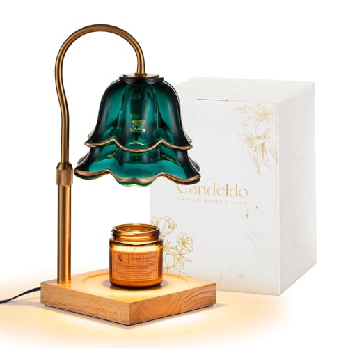 Image of Candeldo Candle Warmer Lamp with Timer, Green Flower Dimmable Wax Melt Lamp