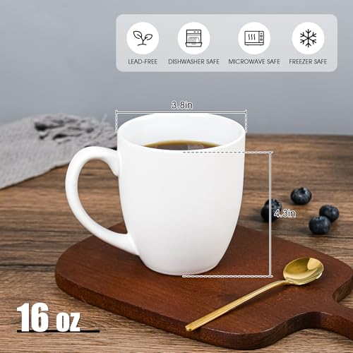 Set de 6 mugs de cerámica blancos mate de 16 oz miniatura 2