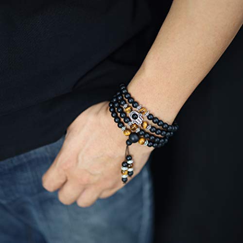 COAI 108 Mala Beads Hamsa Hand Bracelet, Wrap Bracelet Beaded Necklace for Men Women3