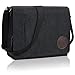 Leathario Umh&auml;ngetasche Herren 14 Zoll, Messenger Bag aus Echtleder und Canvas, Arbeitstasche Studententasche Laptoptasche Schultertasche Kuriertasche Collegetasche Uni Studenten，Arbeit Schwarz
