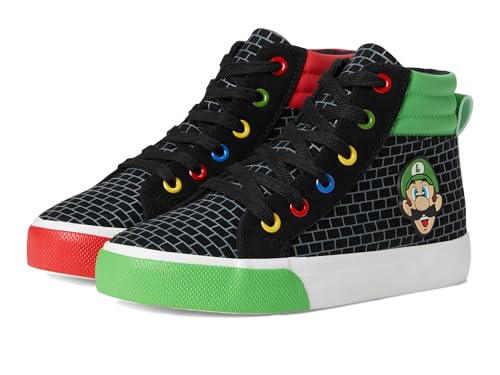 Nintendo Boys Mario and Luigi High Top Sneaker, red,Green and Black
