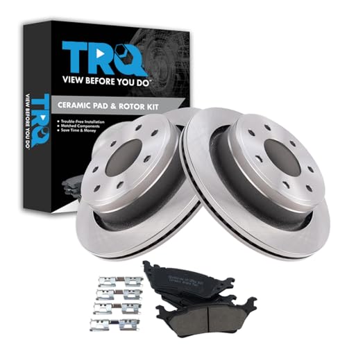 Image of TRQ Rear Brake Pad and Rotor Set Ceramic Compatible with 2012-2014 Ford F-150