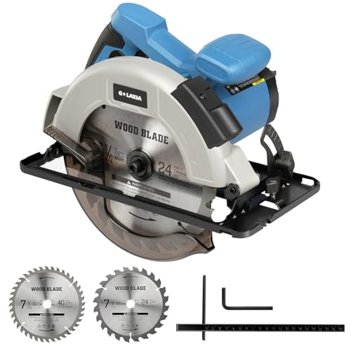 G LAXIA 11A Corded Circular Saw with Laser Guide, 6000RPM Electric Circular Saw, 7-1/4' Blade, Max Cutting Depth 2-1/2' (90°) and 1-7/8' (45°), Carpentry Tool for Woodworking Plastic Precision Cutting
