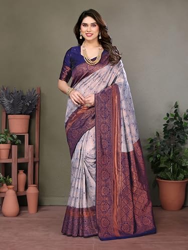 Image of Women's Kanjivaram Soft Silk Banarasi Saree With Blouse Piece | Banarasi Sari For Women | Saree with Blouse piece