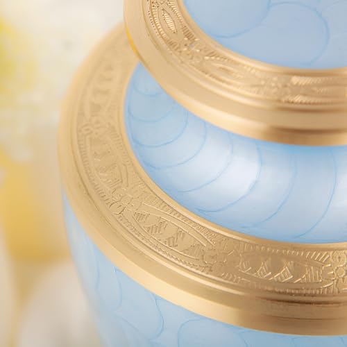 Image of Cremation Urn for Human Ashes - Adult Brass Urn for Men or Women up to 200lbs - Handcrafted Memorial Burial Container - Suitable for Funeral or Display