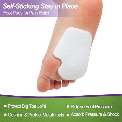 Image of Cutecrop 20 Pcs Sesamoiditis Pads, 1 /4 inch Thick Dancers Pads for Ball of Feet Pain Thick Adhesive Skived Felt Callus Sesamoiditis Relief Forefoot Cushion Pad Ball of Feet Pain(White,Right)