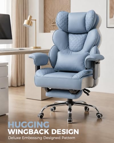Image of GTPLAYER Gaming Chair Fabric Footrest Lumbar Cushion Light Blue