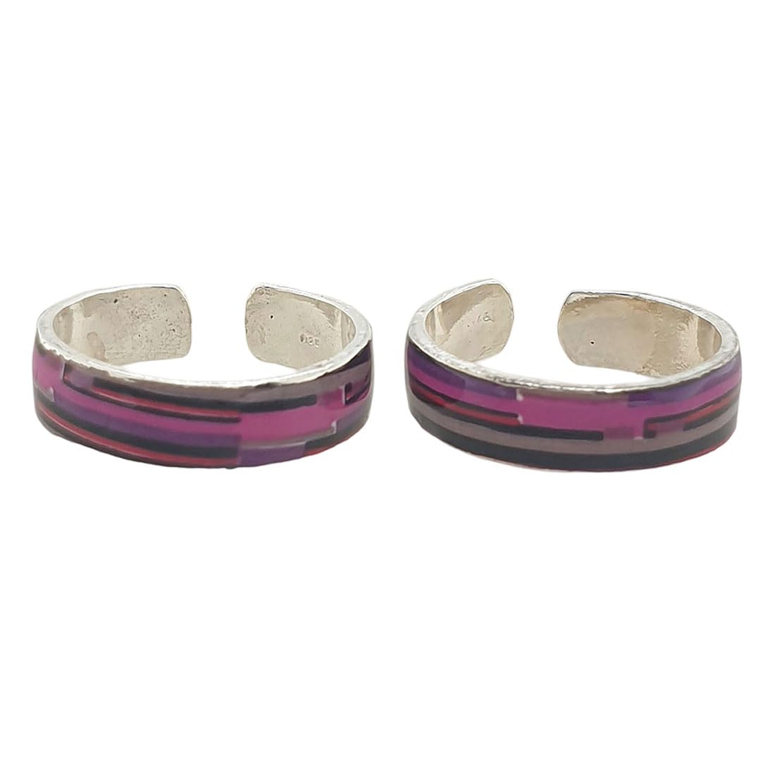 sahiba gems Sterling Silver Purple Enamel Paint Toe Ring Bichhiya For Women ~ 2 Pieces ~ Royal Look Designer Toe Rings-picture-49
