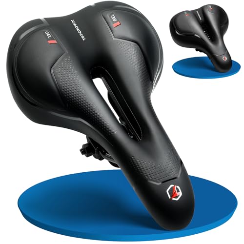 Topcrown Bike Seat, Comfort Wide Bicycle Seat for Men Women, Waterproof Bike Saddle with Gel &...