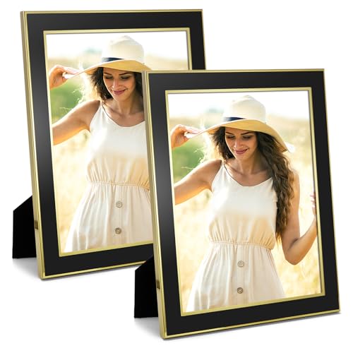 Twing Portarretratos Dorado De 8 X 10 Pulgadas, 2 Unidades, Marcos De Fotos De Boda De Oro Negro Con Cubierta De Vidrio Hd, Marco De Fotos De Metal Moderno Para Obras De Arte Infantil Memoria Familia Twing Portarretratos Dorado De 8 X 10 Pulgadas, 2 Unidades, Marcos De Fotos De Boda De Oro Negro Con Cubierta De Vidrio Hd, Marco De Fotos De Metal Moderno Para Obras De Arte Infantil Memoria Familia