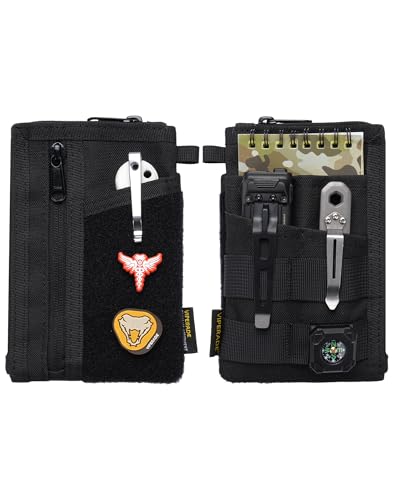 VIPERADE VE38 Schlanke EDC Pouch mit DIY Patch-Bereich, Minimalistische Geldbörse für Herren, EDC Tasche Organizer für Multitools (Schwarz(us))