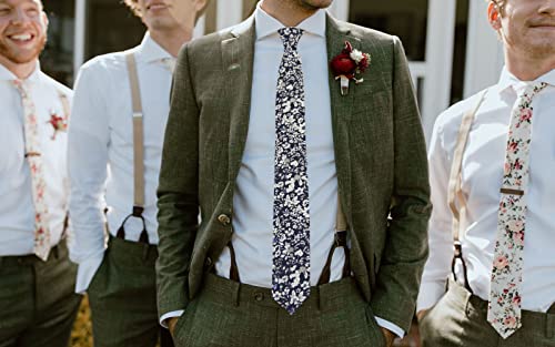 Image of Mantieqingway Floral Ties for Men Skinny Cotton Tie Flower Necktie