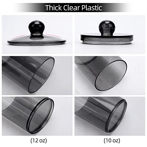 Tbestmax 4 Pack Qtip Holder 10-Ounce, 12-Ounce Bathroom Organizer Accessories Storage Containers Plastic Apothecary Jars With Lids For Cotton Ball, Cotton Swab, Floss, Black #TOP1