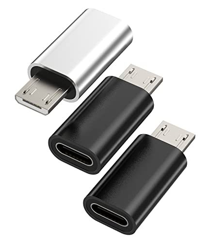 Kefiany Adaptador USB C hembra a micro USB macho (paquete de 3) cable de carga tipo C convertidor Android para iPad, cable de carga compatible con Galaxy S7 S6 Edge Nexus 5 4 K40 20 MP3 PS4 conector