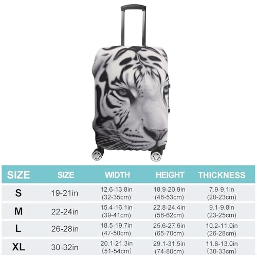 White Tiger Printed Luggage Cover Protector, Fits 18-32 Inch Luggage2