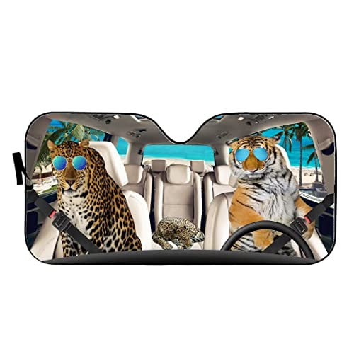 Tiger Leopard Driver Auto Sun Shade Car Windshield Visor Protector Funny Animals For Front Window Decor For Car Truck Vehicle Suv Anti-Uv Heat Reflector #TOP2