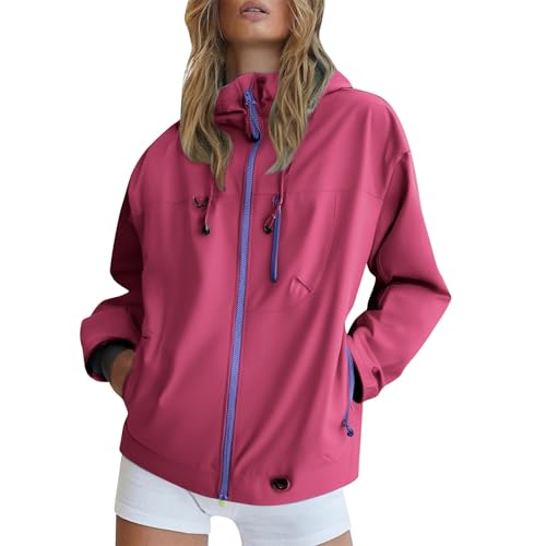 Chaqueta softshell impermeable mujer contra lluvia y viento chubasquero transpirable rosa