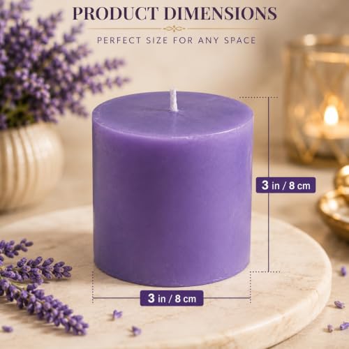 Image of Pure Source India Scented Pillar Candle (3X3 INCH) Decorative Candle for Living Room, Diwali Decor, Gifting, Spa & Meditation (Lavender)