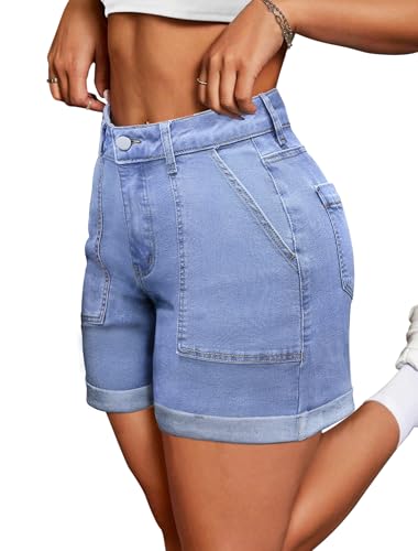 IWD Jean Shorts for Women High Waisted Stretchy Casual Denim