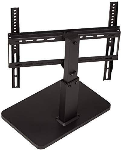 Image of Amazon Basics Swivel Pedestal Table Top TV Mount, Height Adjustable 14-19 Inches, for 32 inch to 65 inch TVs up to 55 lbs, Universal TV Stand, VESA 400x400, Black