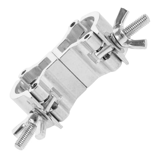 Cabilock Double Ring Light Truss Clamp Aluminum Alloy Dual Pole Bracket with Cross Design for Stage Lighting and Rigging Accessories Silver