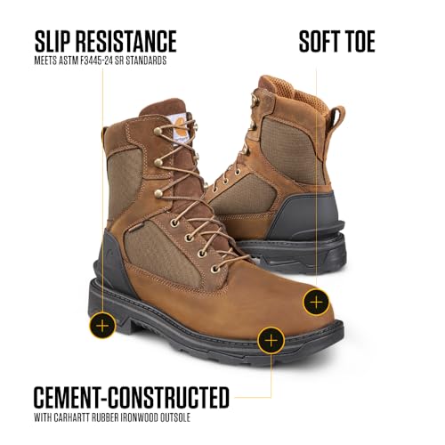 Carhartt Ironwood Waterproof Work Boots for Men - 8-inch, Reinforced Oil-Tanned Leather with Breathable Membrane, EH & Slip-Resistant Outsoles3