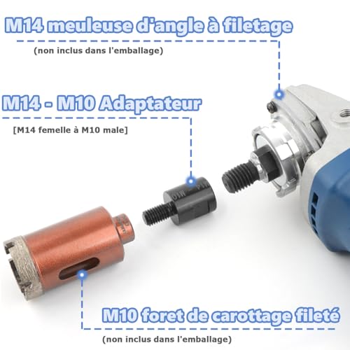 Mesee Adapter M14 auf M10, Gewindeadapter M14 weiblich auf M10, männlich, Gewindekonverter, passend für M14 auf M10, Adapter für Winkelschleifer und Gewindebohrer, 2 Stück
