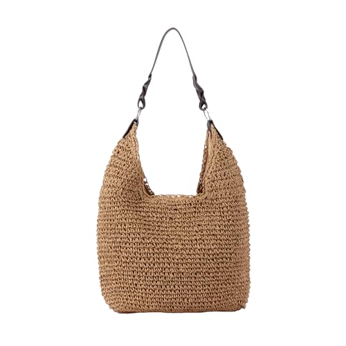 Women's Beach Straw Bag Large Straw Summer Handbags Handmade Woven Boho Hobo Raffia Tote Bags 2026 Summer Purse (Brown)
