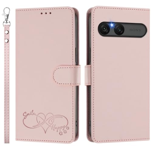 Étui portefeuille Sony Xperia 10 V 5G 2023 cuir rose avec clapet magnétique uni