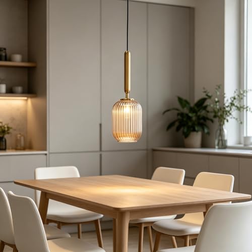 Lámpara colgante de vidrio ámbar E27 regulable de 20cm para techo 6