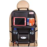 Organizador de asiento de coche con soporte para iPad, mesa plegable, organizador de maletero de coche, protectores de asiento con piel sintética, regalos personalizados para papá