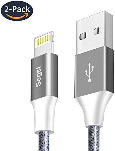 Lightning Cable,[2-Pack] Segsi 8 Pin 3.3ft Lightning to USB Cable with TPE Braided Jacket Charging Cable for iPhone 7/7 Plus/6S/6S Plus/6/6S Plus/5/5S/5C/SE,iPad Air/Mini,iPod Nano 7 (Black)