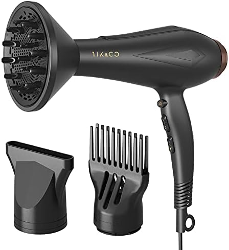 Hair Dryer Blow Dryer with Diffuser Brush Comb Attachments Powerful AC Motor for 3c Thick Hair Curly Women Professional Salon Best Hair Dryer(Black)