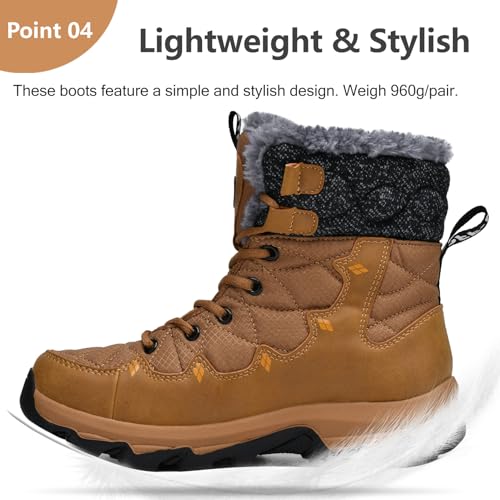 Image of Mens Winter Snow Boots Water Resistant Non Slip Faux Fur Lined